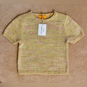 Guest In Residence- Speckled cotton knit short-sleeve crop top. NWT Small